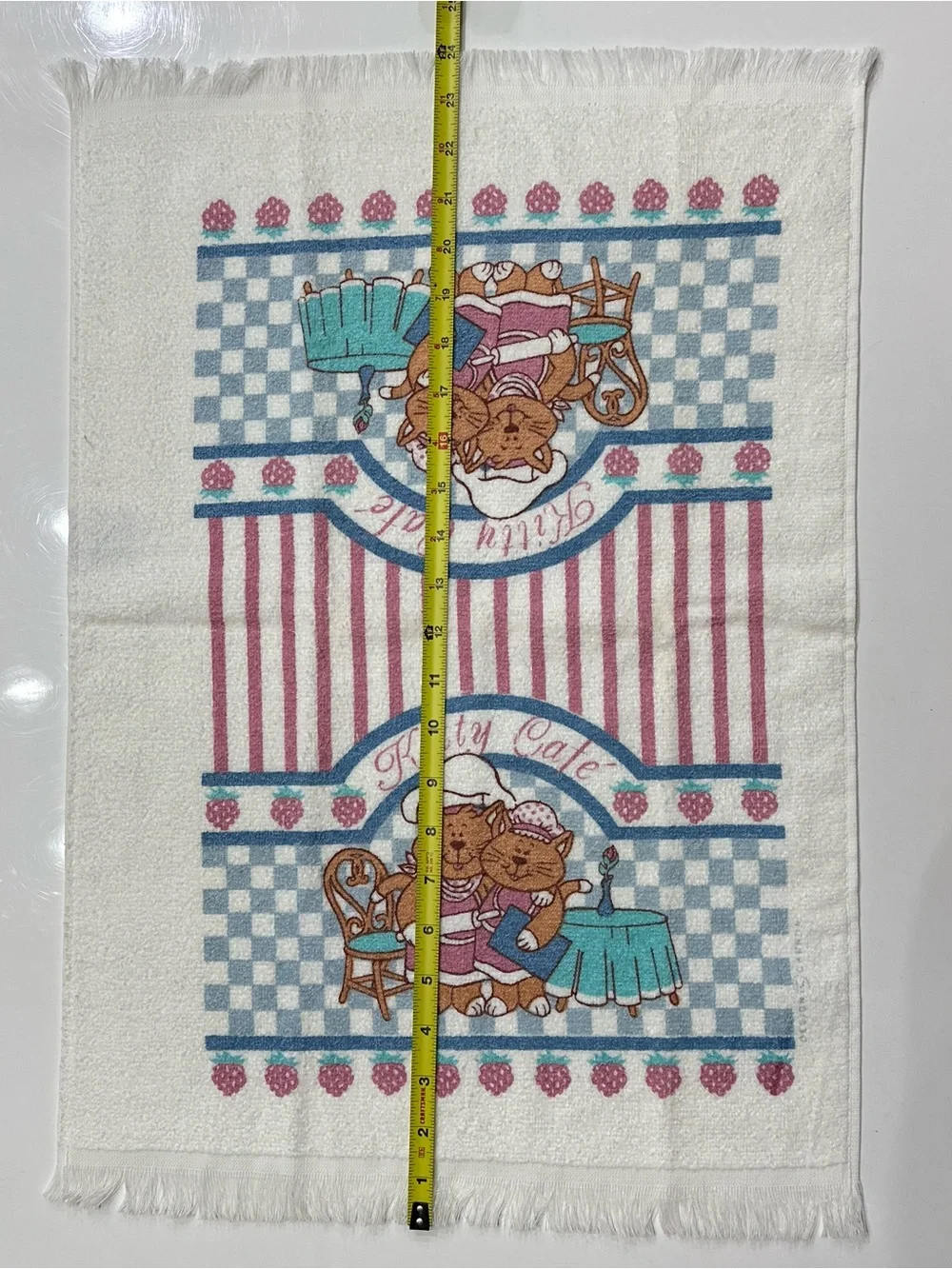 Vintage Cannon Kitty Cafe Fringed Kitchen Towels Pair